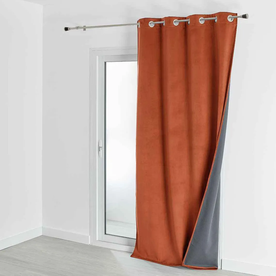 3S. x Home Rideau d'Ameublement Velours Double Polaire 135x280 cm VELVETA - Cognac