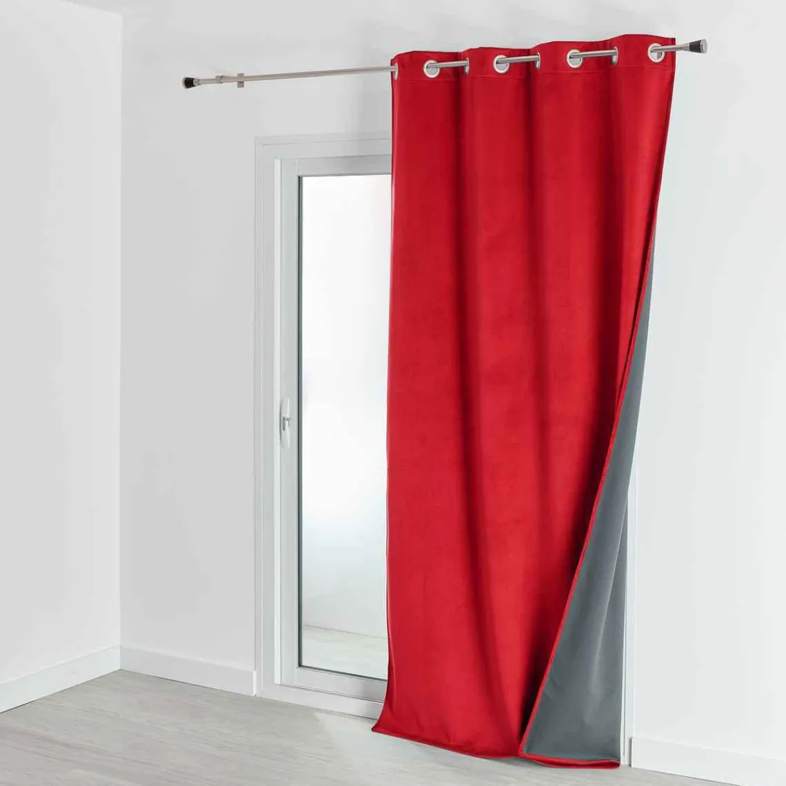 3S. x Home Rideau d'Ameublement Velours Double Polaire 135x280 cm VELVETA - Rouge Outlet