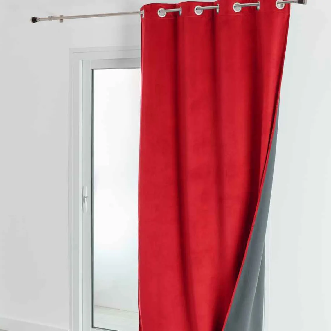 3S. x Home Rideau d'Ameublement Velours Double Polaire 135x280 cm VELVETA - Rouge Outlet