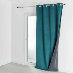 3S. x Home Rideau d'Ameublement Velours Double Polaire 135x280 cm VELVETA - Bleu Paon New