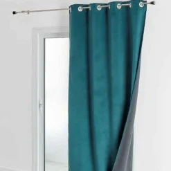3S. x Home Rideau d'Ameublement Velours Double Polaire 135x280 cm VELVETA - Bleu Paon New