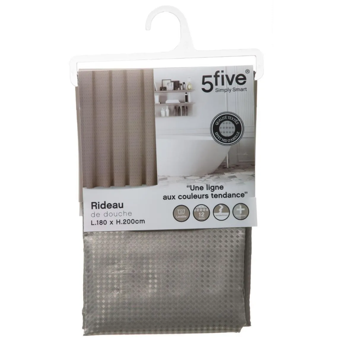 3S. x Home Rideau de Douche Nid d'Abeille voir Discount