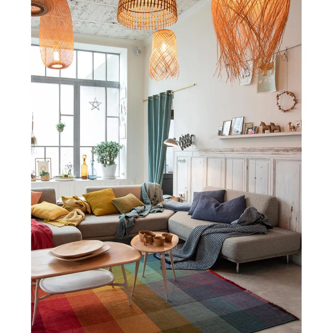 Maison Vivaraise Rideau en lin stonewashed Zeff Vert de gris New