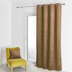 3S. x Home Rideau en Suédine Unie Beige 140X260 cm SOFT Discount