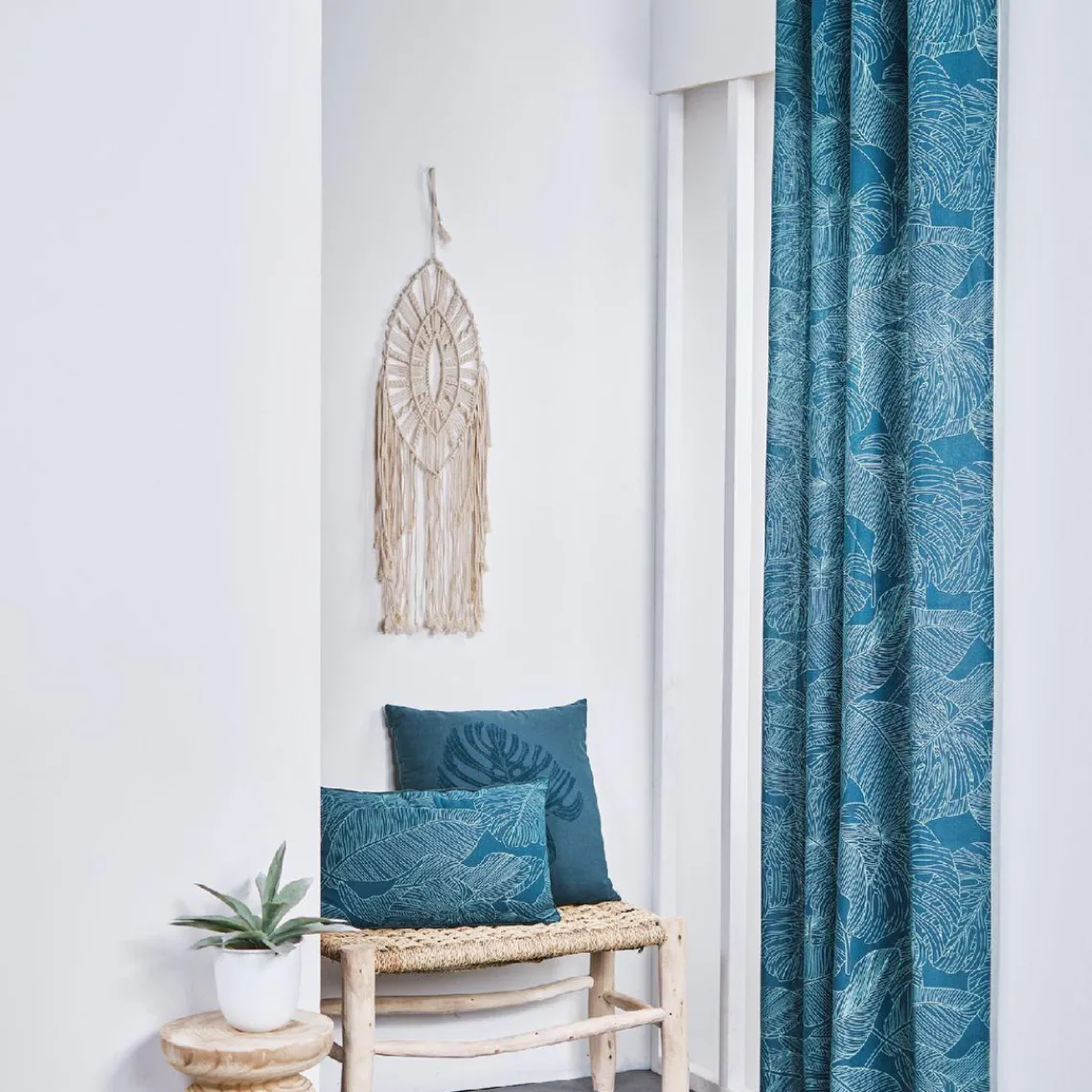 Today Rideau KALI Magdalena 140 x 240 cm en coton Bleu Outlet