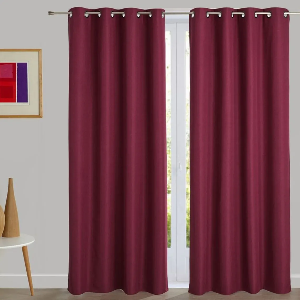 Becquet Rideau occultant thermique aspect natté - rose pivoine Sale