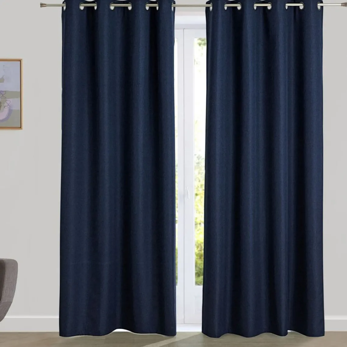 Becquet Rideau occultant thermique aspect natté - Bleu Marine Best