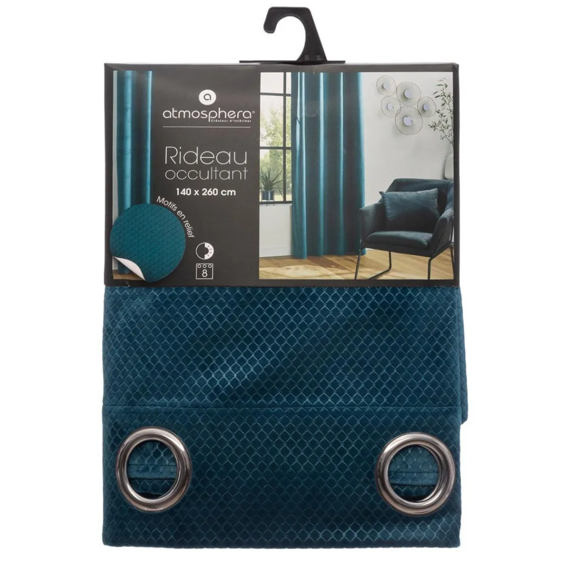 3S. x Home Rideau Occultant Velours 140x260 cm Otto - Canard Bleu canard Online