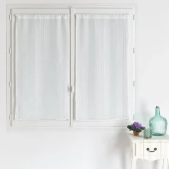3S. x Home RIDEAU PAIRE ETAMINE RAYURES-BLANC-045X120 Sale