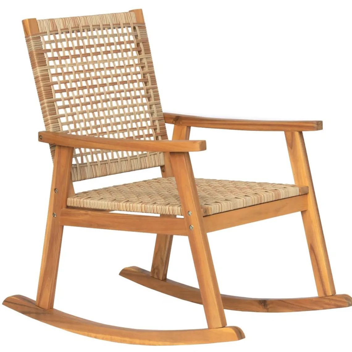 Nordlys Rocking chair intérieur extérieur en acacia et corde Marron New