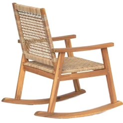 Nordlys Rocking chair intérieur extérieur en acacia et corde Marron New