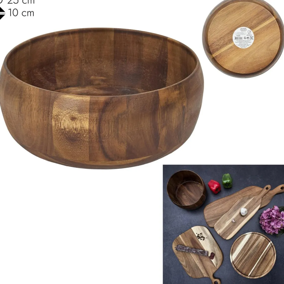 3S. x Home Saladier Acacia D25cm M12 Clearance