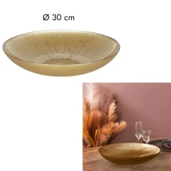 3S. x Home Saladier En Verre Dore D30cm M6 New