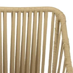 Macabane Salon de jardin 2 personnes Table ronde 70x70cm et 2 fauteuils beiges et noirs en cordage Best