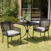 Macabane Salon de jardin 2 personnes Table carrée et 2 fauteuils gris et noirs en cordage Sale