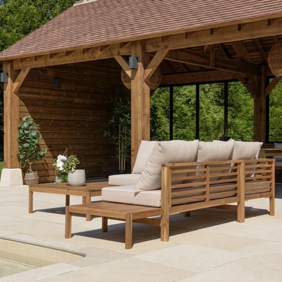 Macabane Salon de jardin 5 places acacia huilé VICK Online