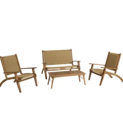 Macabane Salon de jardin 4 places acacia huilé et rotin synthétique VICK Best