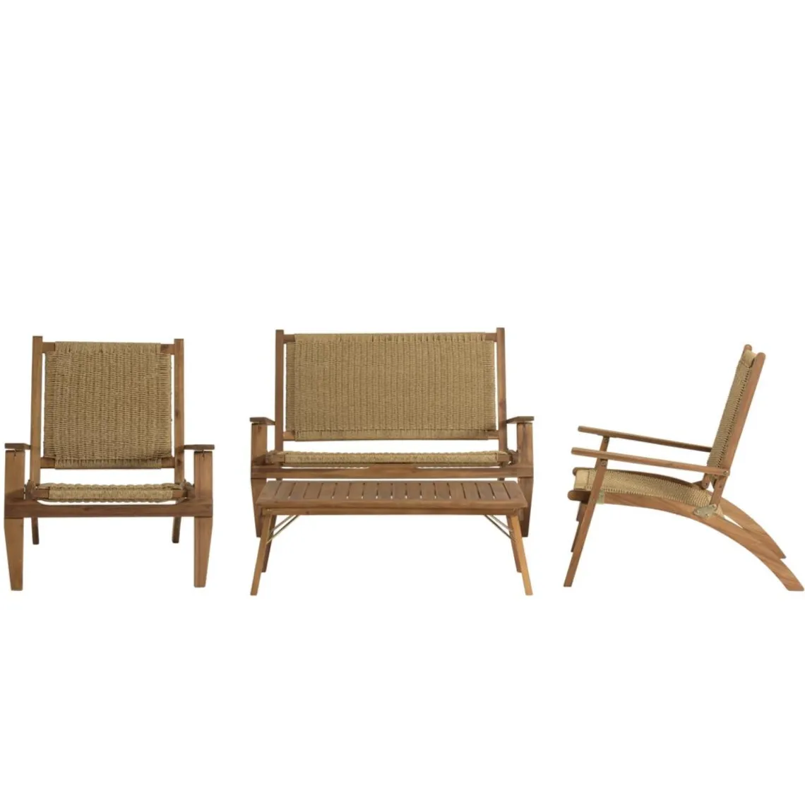 Macabane Salon de jardin 4 places acacia huilé et rotin synthétique VICK Best