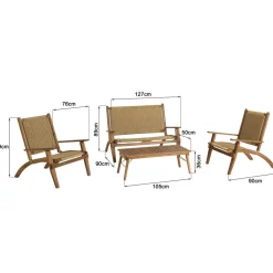 Macabane Salon de jardin 4 places acacia huilé et rotin synthétique VICK Best