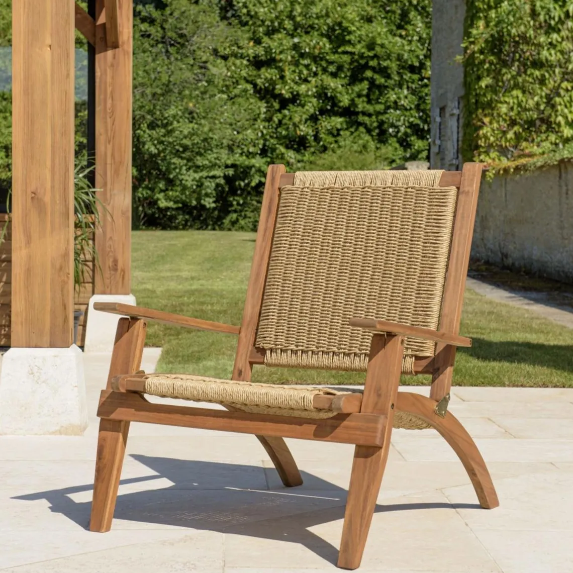 Macabane Salon de jardin 4 places acacia huilé et rotin synthétique VICK Best