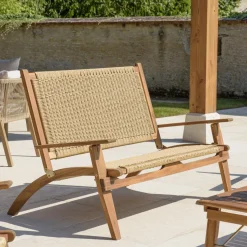 Macabane Salon de jardin 4 places acacia huilé et rotin synthétique VICK Best