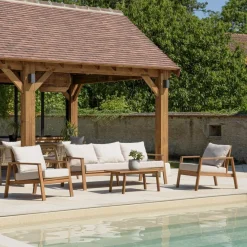 Macabane Salon de jardin 5 places BONIFACIO acacia huilé VICK Discount