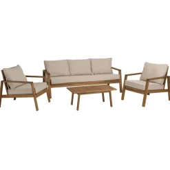 Macabane Salon de jardin 5 places BONIFACIO acacia huilé VICK Discount