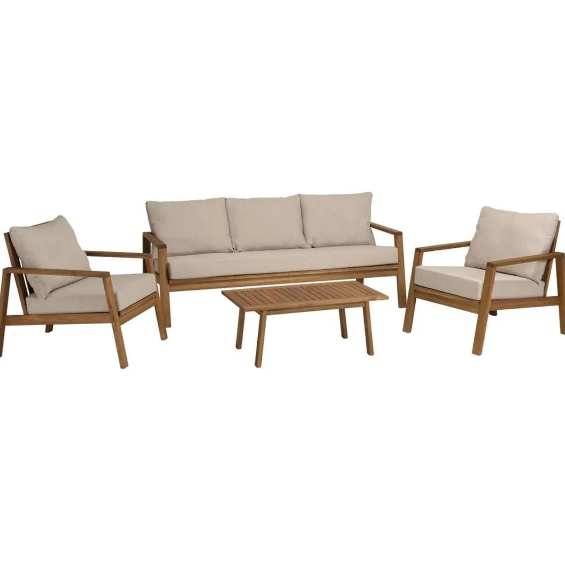 Macabane Salon de jardin 5 places BONIFACIO acacia huilé VICK Discount