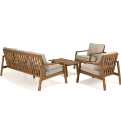 Macabane Salon de jardin 5 places BONIFACIO acacia huilé VICK Discount