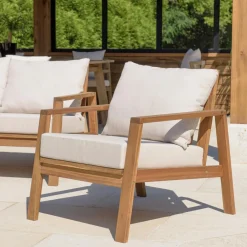 Macabane Salon de jardin 5 places BONIFACIO acacia huilé VICK Discount