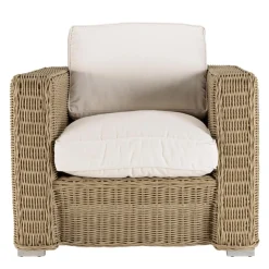 Macabane Salon de jardin 5 places en rotin synthétique taupe KALLY Beige Hot