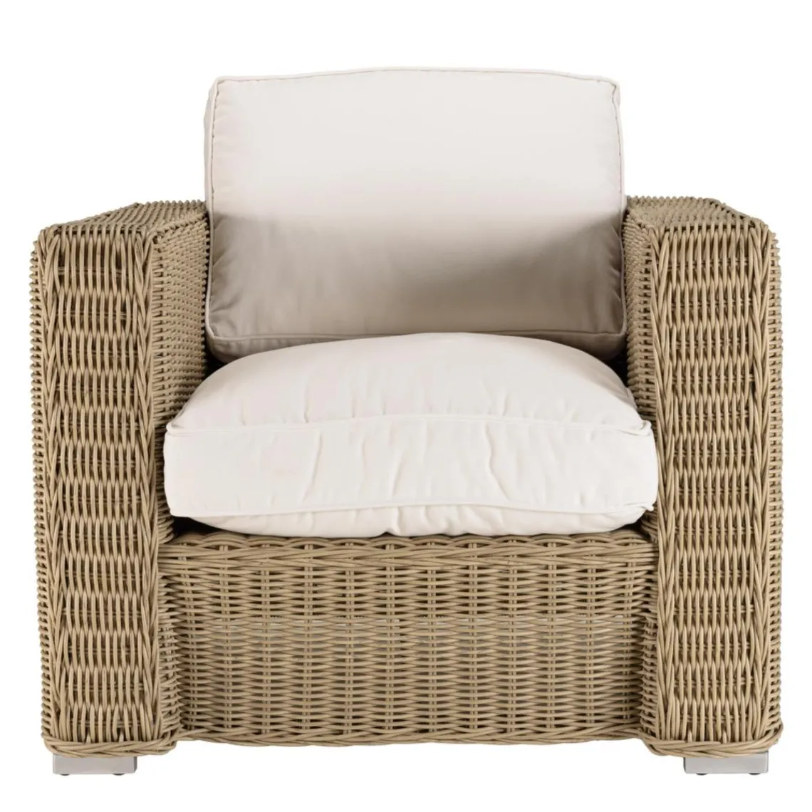 Macabane Salon de jardin 5 places en rotin synthétique taupe KALLY Beige Hot