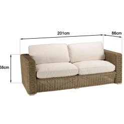 Macabane Salon de jardin 5 places en rotin synthétique taupe KALLY Beige Hot