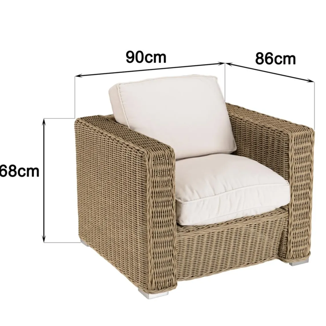 Macabane Salon de jardin 5 places en rotin synthétique taupe KALLY Beige Hot