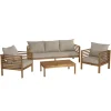 Macabane SALON DE JARDIN EN BOIS ACACIA 5 pers. - 1 Canapé 3 places, 2 fauteuils et 1 table basse rectangulaire 100 x 60 cm