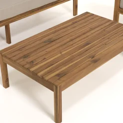 Macabane SALON DE JARDIN EN BOIS ACACIA 5 pers. - 1 Canapé 3 places, 2 fauteuils et 1 table basse rectangulaire 100 x 60 cm