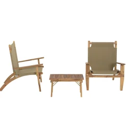 Macabane SALON DE JARDIN EN BOIS ACACIA 2 pers - 2 fauteuils et 1 table basse 63,5 x 36 cm New