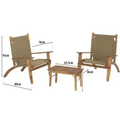 Macabane SALON DE JARDIN EN BOIS ACACIA 2 pers - 2 fauteuils et 1 table basse 63,5 x 36 cm New