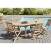 Macabane SALON DE JARDIN EN BOIS TECK 8/10 pers : Ensemble de jardin: 1 Table ovale extensible 180*240/100 cm et 6 chaises