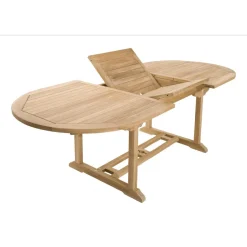 Macabane SALON DE JARDIN EN BOIS TECK 8/10 pers : Ensemble de jardin: 1 Table ovale extensible 180*240/100 cm et 6 chaises