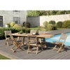 Macabane SALON DE JARDIN EN BOIS TECK 8/10 pers -Ensemble de jardin - 1 Table rectangulaire extensible 180*240/100 cm et 6 chaises textilène taupe Online