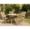 Macabane SALON DE JARDIN EN BOIS TECK 4/6 pers : Ensemble de jardin - 1 Table ronde à rabats papillon diam 120 cm et 4 chaises Best