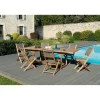 Macabane SALON DE JARDIN EN BOIS TECK 8/10 pers - Ensemble de jardin - 1 Table rectangulaire extensible 180/240*100 cm et 6 chaises taupe Discount