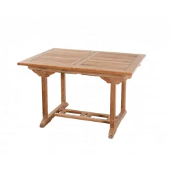 Macabane SALON DE JARDIN EN BOIS TECK 4/6 pers : Ensemble de jardin - 1 Table rectangulaire extensible 120/180*90 cm et 6 chaises Outlet