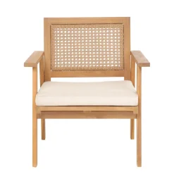 3S. x Home Salon de jardin en rotin et bois massif avec tissu beige TEMUCO style scandinave Best
