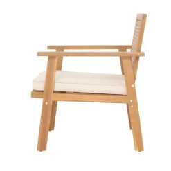 3S. x Home Salon de jardin en rotin et bois massif avec tissu beige TEMUCO style scandinave Best