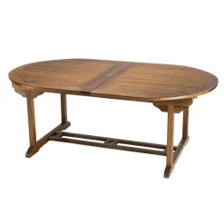 Macabane Salon de jardin HANNA en bois teck huilé 10/12 personnes - ensemble de jardin : 1 table ovale extensible 200/300*120 cm et 8 fauteuils empilables Sale