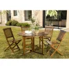 Macabane Salon de jardin HANNA en bois teck huilé 4/5 personnes - ensemble de jardin : 1 table ronde à rabats papillon et 4 chaises