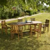 Macabane Salon de jardin HANNA en bois teck huilé 8/10 personnes - ensemble de jardin : 1 table ovale extensible 180/240*100 cm et 6 fauteuils empilables Sale