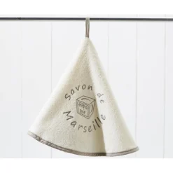 Becquet Serviette essuie mains ronde 70cm en coton MARSEILLE écru